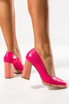 Fuksjowe czółenka skórzane damskie na ozdobnym słupku PRODUKT POLSKI Casu 2746-197-837-37