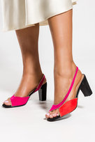 Fuksjowe sandały na słupku damskie skórzana wkładka Casu ER24X5-F-38