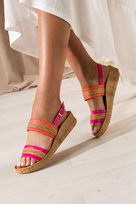 Fuksjowe Sandały Skórzane Damskie Na Koturnie Miedziane Wstawki Produkt Polski Casu 2876-197-196-36