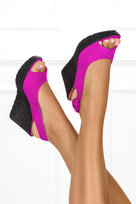 Fuksjowe sandały skórzane damskie na koturnie PRODUKT POLSKI Casu 1911-40