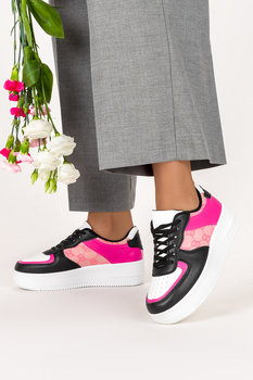 Fuksjowe trampki creepersy na platformie buty sportowe sznurowane Casu RAC-12-40 - Casu