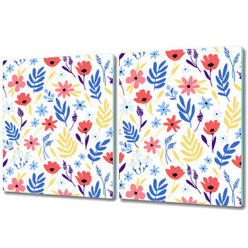 Funkcjonalna Deska Kuchenna - Osłona indukcji - 2x 40x52 cm - Malowane kolorowe kwiaty - Coloray
