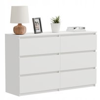 Funkcjonalna komoda 6 szuflad 100 cm Biała szafka Do salonu biura Prowadnice kulkowe ComfortCove