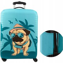 Funkcjonalny pokrowiec na walizkę Sillar z motywem psa mopsa rozmiar L