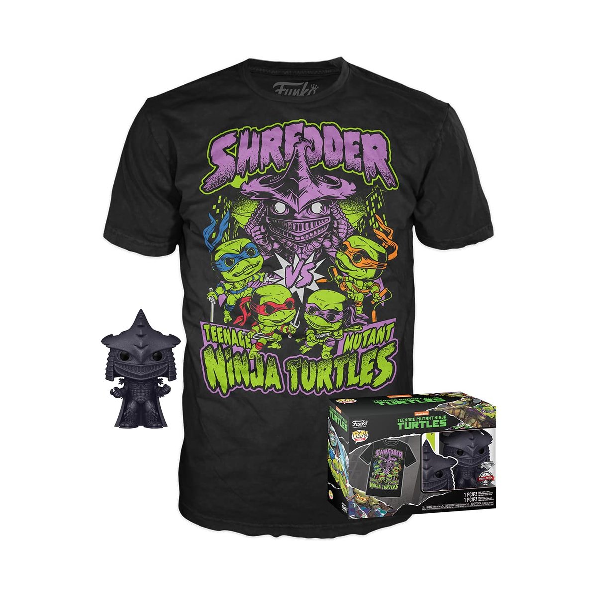 Funko POP! & Tee: Teenage Mutant Ninja Turtles – Shredder Aus TMNT 2 (1991) Inkl. T-Shirt – Vinyl-Figuren-Set Als Geschenk Für Fans & Sammler