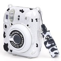 Futerał Etui Pokrowiec Case Do Fujifilm Fuji Instax Mini 12 + Naklejki I Kieszeń Na Zdjęcia / Krówka / Brokat
