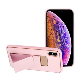 Futerał Forcell LEATHER Case Kickstand do IPHONE X różowy - Forcell