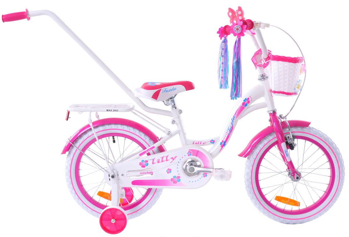 Фото - Дитячий велосипед Fuzlu Rower Dziecięcy  16 Cali Biało-różowy 