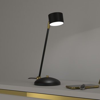 Gabinetowa lampka biurkowa ARENA nowoczesna stojąca czarna złota - Milagro