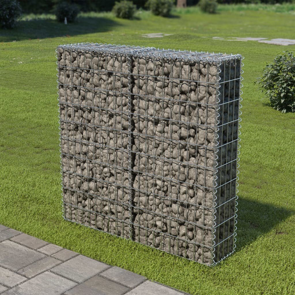 Gabion ogrodowy z pokrywą VIDAXL, srebrny, 20x100x100 cm