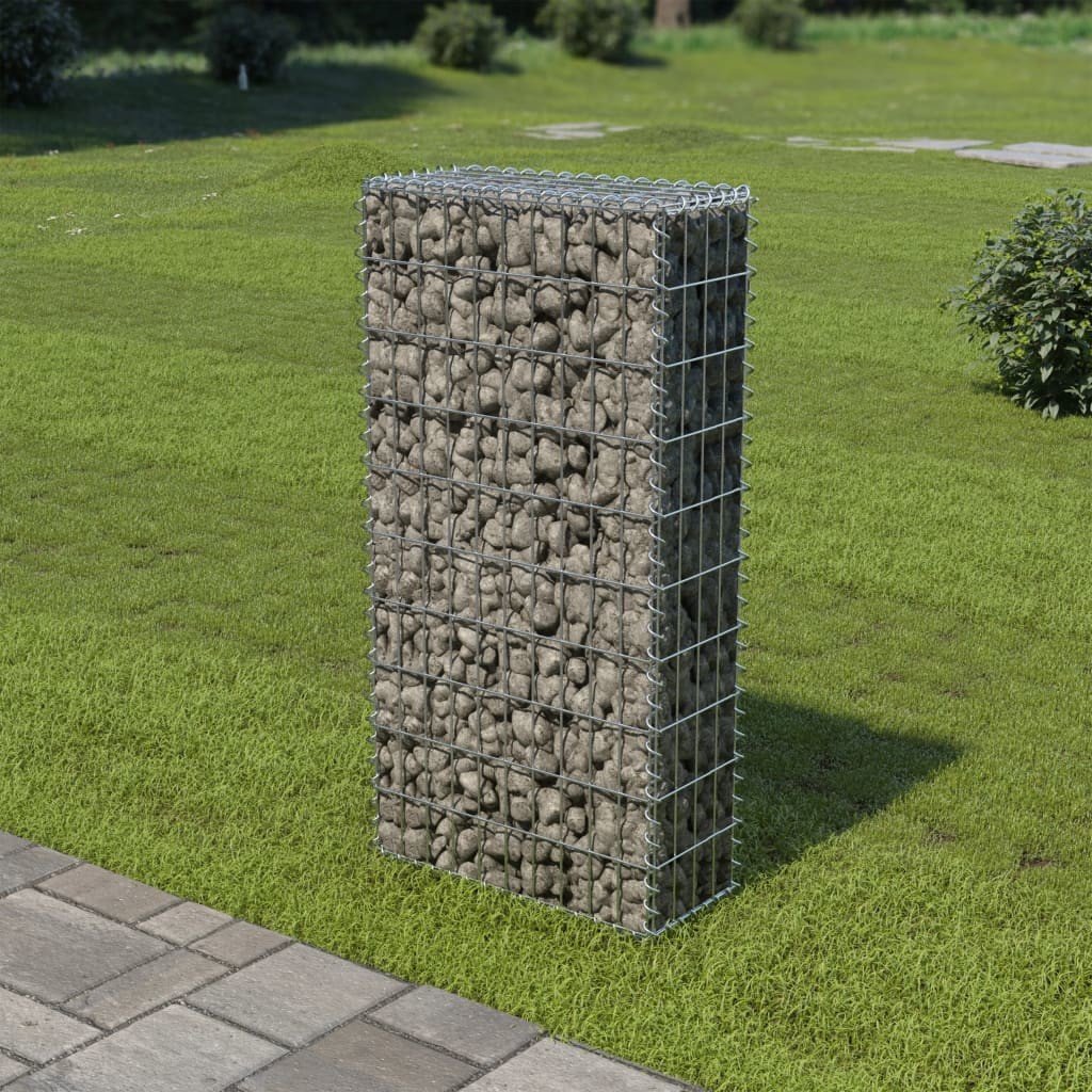 Gabion ogrodowy z pokrywą VIDAXL, srebrny, 20x50x100 cm