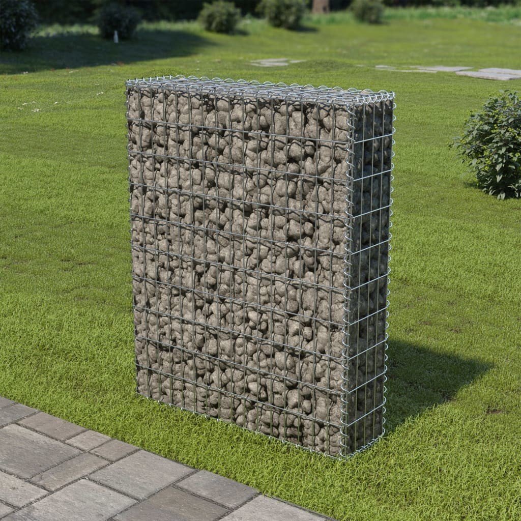 Gabion ogrodowy z pokrywą vidaXL, srebrny, 20x80x100 cm