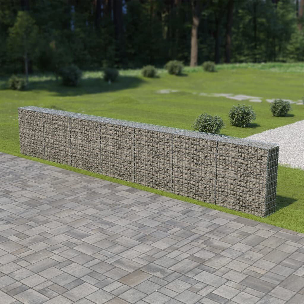 Gabion ogrodzeniowy z pokrywami VIDAXL, srebrny, 30x100x600 cm
