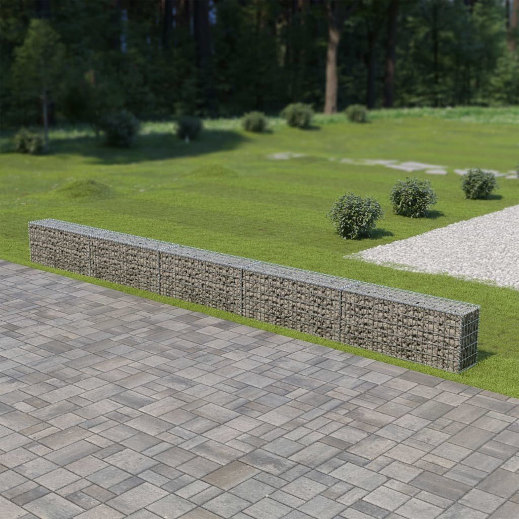 Gabion ogrodzeniowy z pokrywami VIDAXL, srebrny, 30x50x600 cm