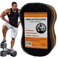 Gąbka Do Kąpieli Czarna MEN Do Masażu Peelingu 2-Stronna Ostra Antycellulitowa