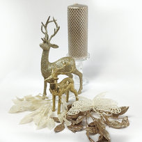 Gałązka liście na druciku brokat brąz brąz