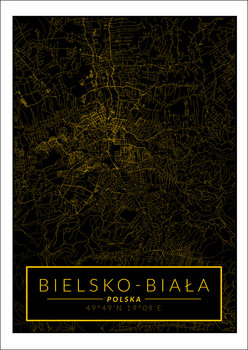 Galeria Plakatu, Bielsko Biała mapa złota, 60x80 cm - Galeria Plakatu