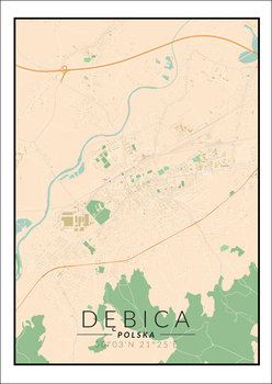 Galeria Plakatu, Dębica mapa kolorowa, 60x80 cm - Galeria Plakatu