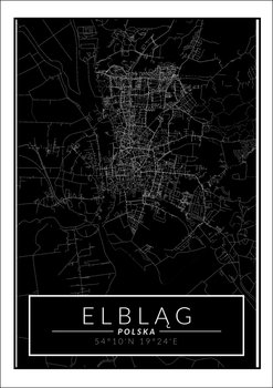 Galeria Plakatu, Elblag mapa dark, 21x29,7 cm - Galeria Plakatu