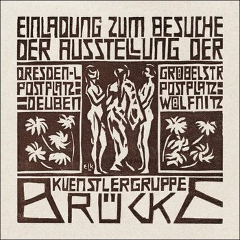 Galeria Plakatu, Invitation to an Exhibition of the Artists Group Brücke, Ernst Ludwig Kirchner, 50x50 cm - Galeria Plakatu