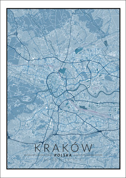 Galeria Plakatu, Kraków mapa niebieska, 60x80 cm - Galeria Plakatu