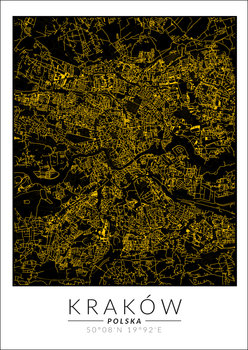 Galeria Plakatu, Kraków mapa złota, 40x50 cm - Galeria Plakatu