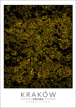 Galeria Plakatu, Kraków mapa złota, 40x60 cm - Galeria Plakatu