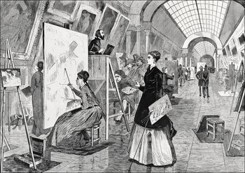 Galeria Plakatu, Plakat, Art Students and Copyists in the Louvre Gallery, Paris, Winslow Homer, 42x29,7 cm - Galeria Plakatu