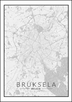 Galeria Plakatu, Plakat, Bruksela Mapa Czarno Biała, 50x70 cm - Galeria Plakatu