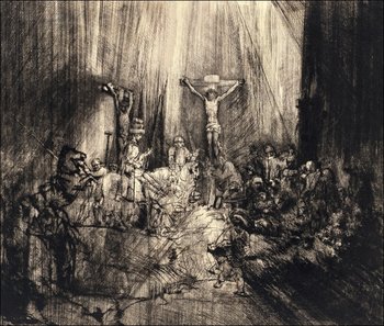 Galeria Plakatu, Plakat, Christ Crucified Between the Two Thieves The Three Crosses, Rembrandt, 70x50 cm - Galeria Plakatu