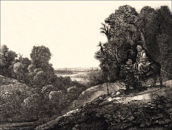 Galeria Plakatu, Plakat, Flight into Egypt Altered from Tobias and the Angel by Hercules Segers, Rembrandt, 42x29,7 cm - Galeria Plakatu