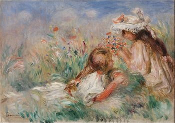 Galeria Plakatu, Plakat, Girls in the Grass Arranging a Bouquet, Pierre-Auguste Renoir, 42x29,7 cm - Galeria Plakatu