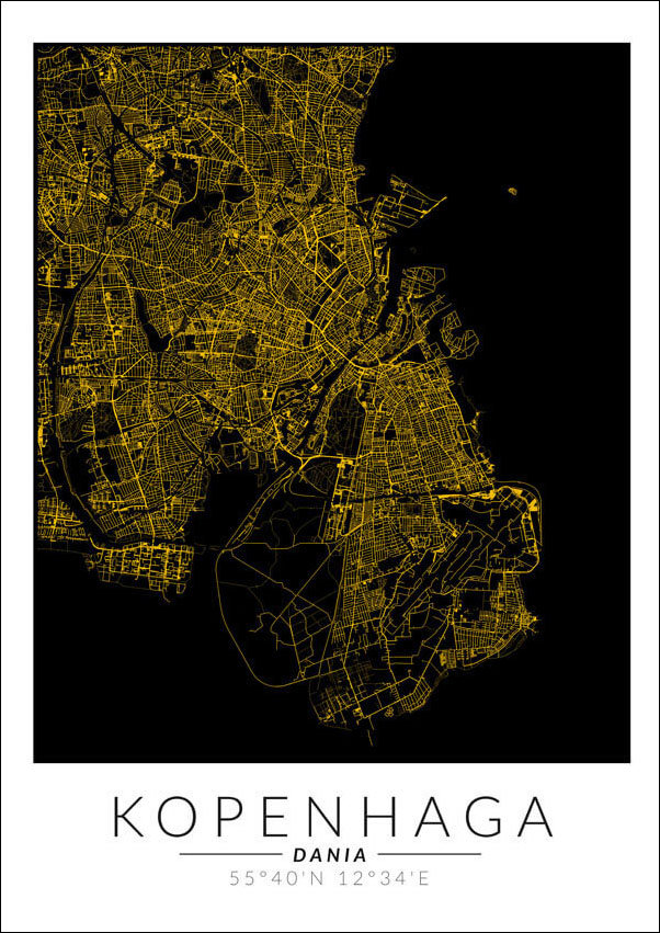 Galeria Plakatu, Plakat, Kopenhaga Złota Mapa, 40x50 Cm - Galeria ...