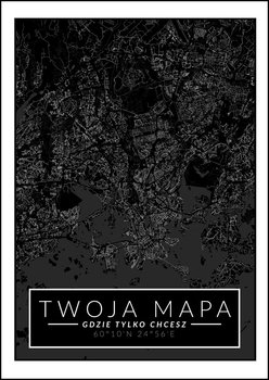 Galeria Plakatu, Plakat, Mapa Twojego Miasta Dark, 21x29,7 cm - Galeria Plakatu