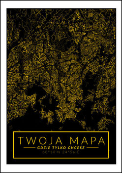 Galeria Plakatu, Plakat, Mapa Twojego Miasta Złota, 21x29,7 cm - Galeria Plakatu