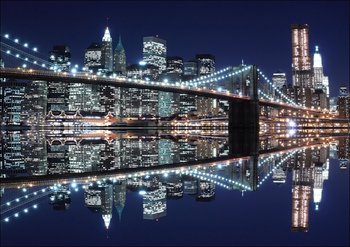 Galeria Plakatu, Plakat, New York Brooklyn Bridge night, 40x30 cm - Galeria Plakatu