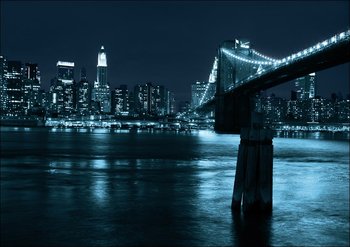 Galeria Plakatu, Plakat, Nowy Jork. Manhattan and Brooklyn Bridge, 29,7x21 cm - Galeria Plakatu