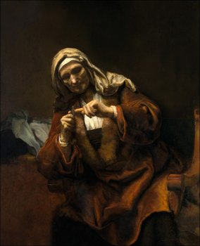 Galeria Plakatu, Plakat, Old Woman Cutting Her Nails, Rembrandt, 21x29,7 cm - Galeria Plakatu