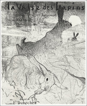 Galeria Plakatu, Plakat, Omslag voor muziekblad met lied La Valse des Lapins met konijnen in landschap, Henri De Toulouse-Lautrec, 60x80 cm - Galeria Plakatu