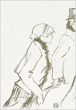 Galeria Plakatu, Plakat, Ontwerp voor omslag muziekblad Pauvre pierreuse met lopende vrouw en man, Henri De Toulouse-Lautrec, 40x50 cm - Galeria Plakatu