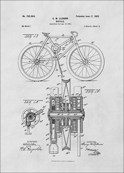 Galeria Plakatu, Plakat, Patent Mechanizm Rowerowy Projekt z 1902, 70x100 cm - Galeria Plakatu