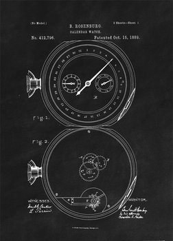 Galeria Plakatu, Plakat, Patent Zegarek z Kalendarzem Projekt z 1889, black, 60x80 cm - Galeria Plakatu