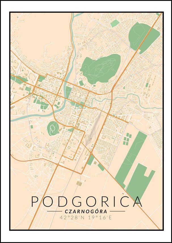 Galeria Plakatu, Plakat, Podgorica Mapa Kolorowa, 60x80 Cm - Galeria ...