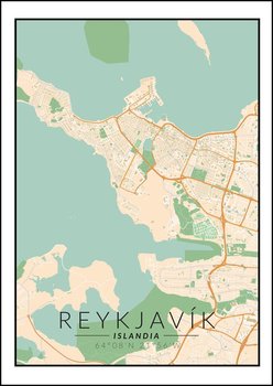 Galeria Plakatu, Plakat, Reykjavik Mapa Kolorowa, 40x60 cm - Galeria Plakatu