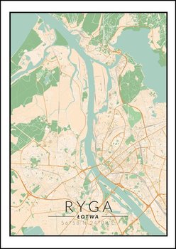 Galeria Plakatu, Plakat, Ryga Mapa Kolorowa, 21x29,7 cm - Galeria Plakatu