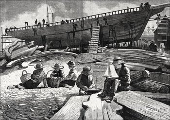 Galeria Plakatu, Plakat, Ship-Building, Gloucester Harbor, Winslow Homer, 29,7x21 cm - Galeria Plakatu
