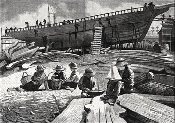 Galeria Plakatu, Plakat, Ship-Building, Gloucester Harbor, Winslow Homer, 42x29,7 cm - Galeria Plakatu