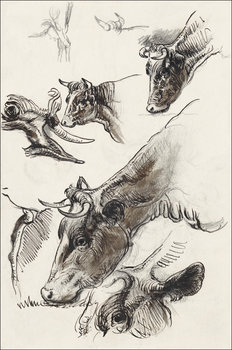 Galeria Plakatu, Plakat, Sketches of Cattle, Irvington, Samuel Colman, 29,7x42 cm - Galeria Plakatu