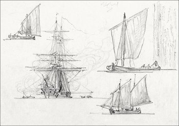 Galeria Plakatu, Plakat, Sketches of Ships, Venice, Italy, Samuel Colman, 29,7x21 cm - Galeria Plakatu