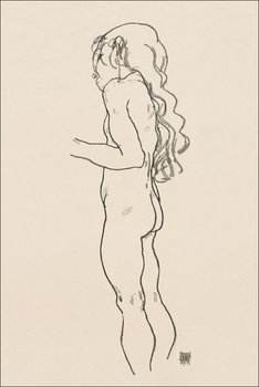 Galeria Plakatu, Plakat, Standing Nude Girl, Facing Left, Egon Schiele, 40x60 cm - Galeria Plakatu